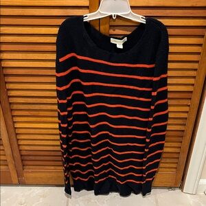 Treasure & Bond Men's Sweater in Black and Orange Stripes